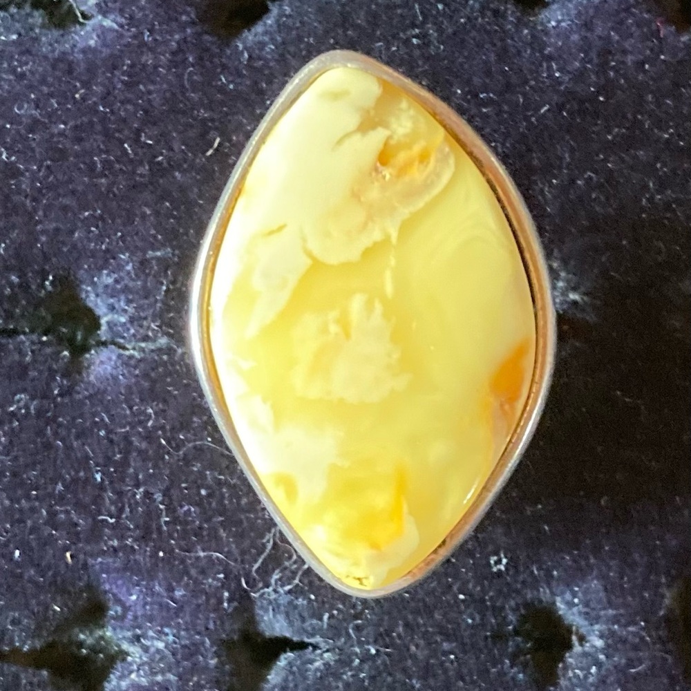 Amber Silver Ring - image 1